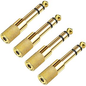 tsrqponmlkjlh 4pack 1/4 to 3.5mm Audio Adapter Quarter Inch to Headphone Jack Stereo 3.5mm Female Audio Jack Adapter Gold for Speaker Headphone Guitar