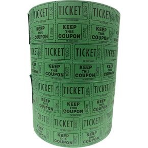 The Ticket Gurus-Raffle Tickets - (4 Rolls of 2000 Double Tickets) 8,000 Total 50/50 Raffle Tickets-(4) Green Rolls