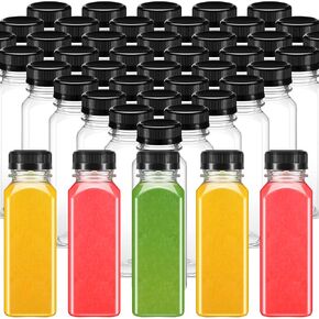 150 Pcs 8oz Plastic Juice Bottles with Caps Drink Containers with Leak Proof Lids Bulk Empty Reusable Clear Bottles with Black Tamper Evident Lids PET Plastic Bottles for Milk Juice Smoothie Drinking