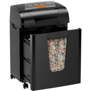 Suntiko Paper Shredder, 18-Sheet Cross Cut Level P-4, Shred Paper/Credit Card/CD, with Large Pull Out Bin，Insert Auto Jam Proof System Shredder for Home&Office