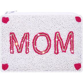 Game Day Beaded Coin Purse Go Team Football Wallet Pouch Small Cute Football Zipper Pouch Game Day Sports Accessory for Football Fan Gift