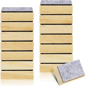 Gueevin 24 Pcs Mini Chalk Board Erasers Bulk Wood Felt Small Blackboard Eraser Mini Blackboard Cleaner for Home Office School Classroom Supplies