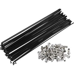 X AUTOHAUX 40pcs Bicycle Carbon Steel Spokes 12G Bike Spoke 239mm Length with Nipples for Most Bicycle Black