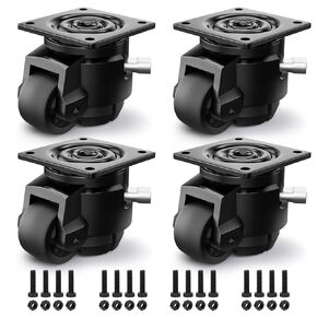 ANDUTEES 4 Pack Leveling Casters, Adjustable Heavy Duty Casters Set of 4, Swivel Plate Industrial Retractable Caster Wheels for Workbench,Machine, Equipment, Shelves (60F, 2200 Lbs Capacity, Black)