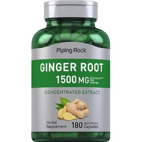 Piping Rock Ginger Root Capsules | 1500 mg | 180 Count | Non-GMO, Gluten Free Supplement