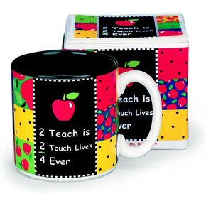 "2 Teach is 2 Touch Lives" Teachers Coffee Mug Inexpensive Gift Item