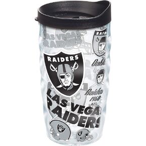 كوب Tervis مصنوع في الولايات المتحدة الأمريكية بجدار مزدوج NFL Las Vegas Raiders معزول بالكامل يحافظ على المشروبات باردة وساخنة، زجاجة مياه سعة 24oz، كلاسيكية
