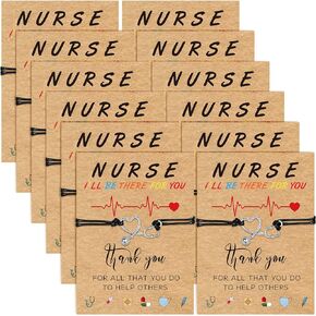 Sasylvia 12 Sets Nurse Gifts Bracelet Inspirational Nurse Gift Stethoscope Nursing Appreciation Gifts with Blessing Card for Nurse Day Graduation Birthday