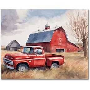 American Farm DIY Paint by Numbers for Adults Red Barn vintage Truck Paint by Numbers Kits with Paintbrushes and Acrylic Pigment 16X20 Inch Flameless Canvas Wall Decor Oil Painting for Friends Family
