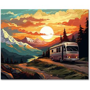 American Farm DIY Paint by Numbers for Adults Red Barn vintage Truck Paint by Numbers Kits with Paintbrushes and Acrylic Pigment 16X20 Inch Flameless Canvas Wall Decor Oil Painting for Friends Family