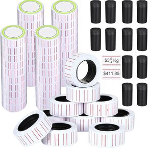 16012 Pieces Price Gun with Labels for Retail 40 Rolls Pricing Gun Stickers 12 Pieces Ink Refill Rollers fit MX5500 Single Line Price Making Machine for Office, Yard, Grocery Organization Marking