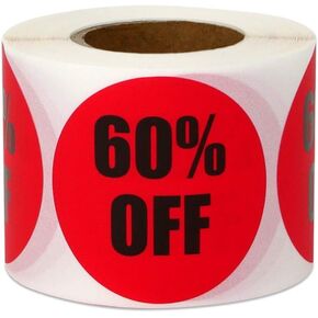50 Percent Off Stickers - Clearance Discount Label Sale Stickers for Small Business Supplies Retail Store Markdown Pricing Stickers - 1.5 Inch Round Circle Fluorescent Yellow - 300 Labels/Roll