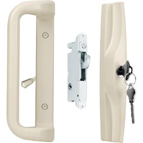 Patio Door Lock and Handle Set with Key, Choices That Add a Unique Signature to Your Patio Glass Door Lock,Suitable for a Variety of Replacement Sliding Patio Doors Handle(Beige Color)