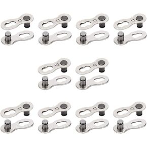 10 Pairs 20pcs Bicycle Missing Link for 6-7-8 Speed Chain, QKURT Professional Reusable Bicycle Chain Link Connector, Steel Bike Chain Link