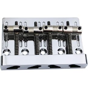 Guyker 4 String High Mass Bass Bridge with Vintage CNC Machined Brass Saddles Tailpiece Replacement for Jazz Electric Bass (GB403, black)