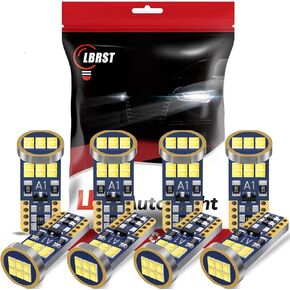 LBRST 8-Pack 194 LED Bulb, Error Free T10 LED Bulb, White 6000K Super Bright 168 LED Bulb, 921 2825 W5W LED Replacement Bulb for Dome Map Door Instrument Licenses Plate Light