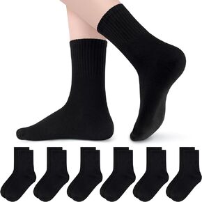 Olreco 6 Pack Girls Crew Socks Boys Socks Cotton Seamless Socks for Kids Crew Socks Toddler Dress Socks School Socks for Girl
