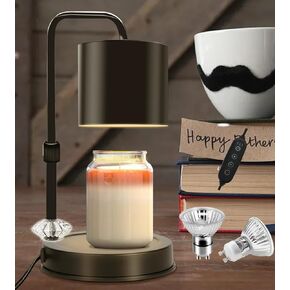 FINPOT Candle Warmer Lamp, Candle Warmer lamp with Timer, Mother's Day Gifts, Adjustable Dimmable Candle Lamp Warmer Compatible with Large Jar Candles Scented Flameless Candle Lamps with 2 Bulbs