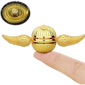 Cool Fidget Spinner for Kids Adults, Magic Orb Finger Hand Spinner Toys Stress Relief Ball Sensory Toy Wizard Fan, Metal Fingertip Gyro Birthday Gift Stocking Stuffer for Boys Girls, Golden Decortion