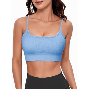ZENUTA Sports Bras for Women Scoop Neck, Adjustable Spaghetti Strap Sports Bras, Padded Workout Bras, Wireless Bras for Yoga
