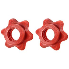 2Pcs Red Dumbbell Hex Nut 25mm Barbell Bar Hexagon Nuts Spin-Lock Collars for 1 Inch Standard Barbells Bar Collar Screw Exercise Collars Weights and Accessories Strength Training Equipment Weight Clip