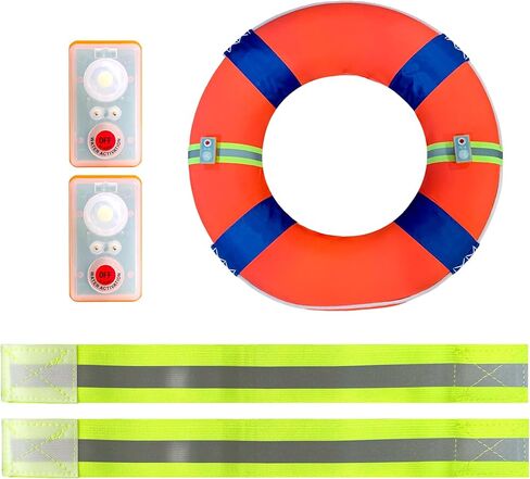 WICKED Life Ring/Life Buoy High-Vis Water-Active LED Strobe Light - مجموعة الإنقاذ المعززة للسلامة للرجل على متن السفينة مع أشرطة عاكسة (عبوتان) in Kuwait