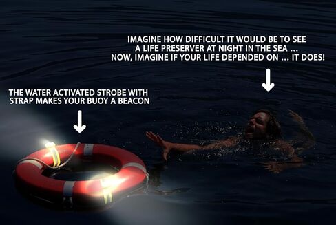 WICKED Life Ring/Life Buoy High-Vis Water-Active LED Strobe Light - مجموعة الإنقاذ المعززة للسلامة للرجل على متن السفينة مع أشرطة عاكسة (عبوتان) in Kuwait