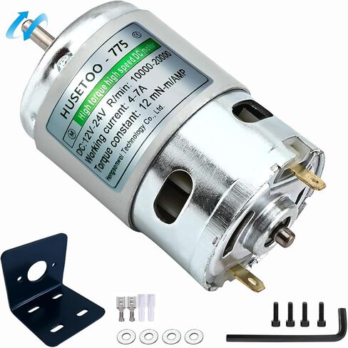 775 High Torque DC Motor, 12V/24V, 10K/20K RPM, Round Shaft, 1-Pack in Saudi Arabia