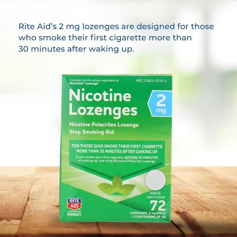 Rite Aid Mint Nicotine Lozenges, 2mg - 108 Lozenges | Mint Flavor | Quit Smoking Products | Stop Smoking Aids That Work | Quit Smoking Aid | Alternative to Nicotine Patches in Kuwait