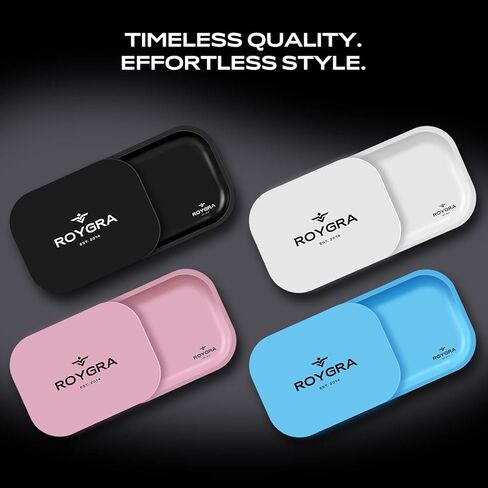roygra Rolling Tray, Metal Matte Decorative Tray with PVC Soft Magnetic Lid, 7 x 5.5 inch - Black in Saudi Arabia