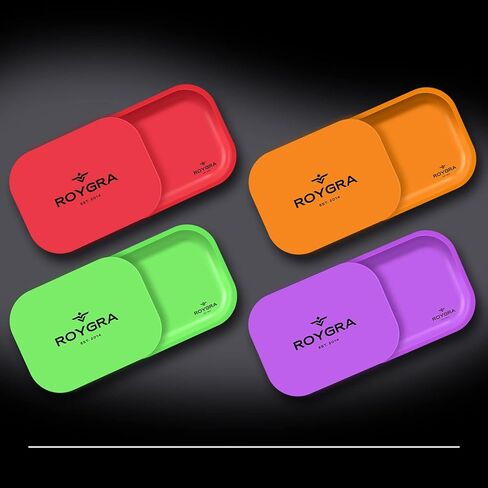 roygra Rolling Tray, Metal Matte Decorative Tray with PVC Soft Magnetic Lid, 7 x 5.5 inch - Black in Saudi Arabia