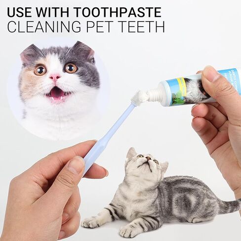 مجموعة فرشاة أسنان HURKEYE للحيوانات الأليفة، 2 فرشاة أسنان ثلاثية الرأس للحيوانات الأليفة، 2 فرشاة أسنان مزدوجة الرأس، 4 فرش أسنان للأصابع، فرش تنظيف لصحة أسنان الكلاب والقطط، 11 حزمة in Kuwait