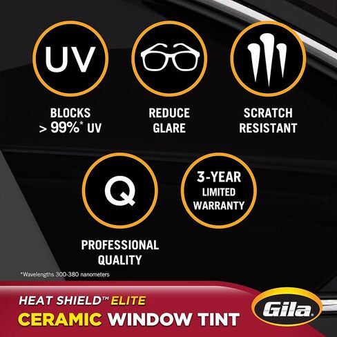 Gila® Heat Shield Elite ™ 35٪ VLT تظليل النوافذ الخزفية للسيارات DIY التحكم المتقدم في الحرارة والتحكم في الوهج 2 قدم × 6.5 قدم (24 بوصة × 78 بوصة) in Kuwait
