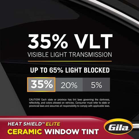 Gila® Heat Shield Elite ™ 35٪ VLT تظليل النوافذ الخزفية للسيارات DIY التحكم المتقدم في الحرارة والتحكم في الوهج 2 قدم × 6.5 قدم (24 بوصة × 78 بوصة) in Kuwait