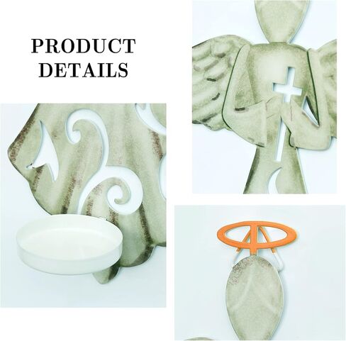 Metal Angel Wall Cross DecorDecor - 2 Pack Metal Hanging Cross with LED Candle,Perfect for Home Church Christian Wall Decor in Kuwait