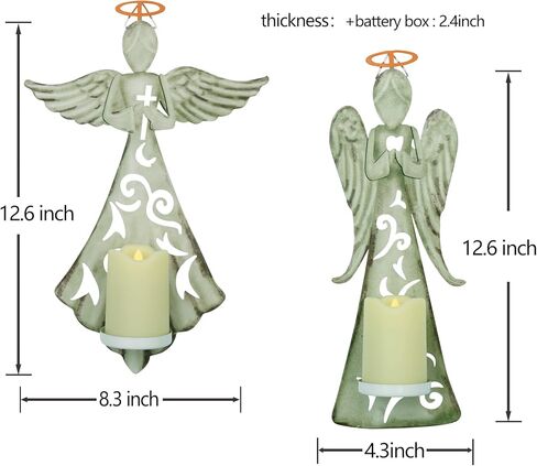 Metal Angel Wall Cross DecorDecor - 2 Pack Metal Hanging Cross with LED Candle,Perfect for Home Church Christian Wall Decor in Kuwait