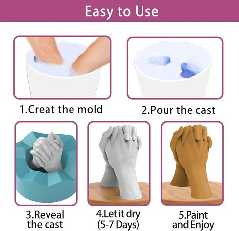 مجموعة صب يدوية للأزواج من Eazy2hD - مجموعة قوالب يدوية من الجص للعائلة والذكرى السنوية وهدايا عيد الحب لها أو له، هدية عيد ميلاد وخطوبة للنساء من Eazy2hD in Kuwait