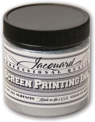 Jacquard Professional Screen Print Ink, Water-Soluable, 4oz Jar, Silver (122) in Saudi Arabia