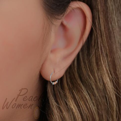 أقراط رقيقة 24 جرام مع خرز برتقالي - 925 أقراط فضية مطرزة للنساء والمراهقين والرجال in Kuwait