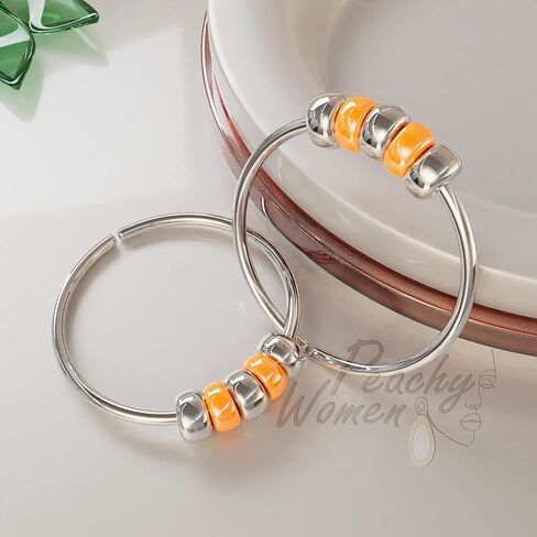 أقراط رقيقة 24 جرام مع خرز برتقالي - 925 أقراط فضية مطرزة للنساء والمراهقين والرجال in Kuwait