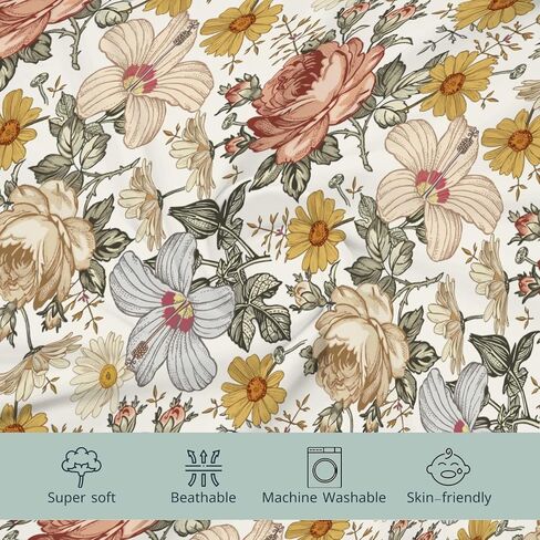 HawSkgFub Boho Peony Floral Changing Pad Cover for Baby Girls, Retro Bohemia Daisy Flower Diaper Change Table Covers, Soft Stretchy Breathable Safe Snug Fitted Changing Mat Sheets Fit 32"/34" x 16" in Saudi Arabia
