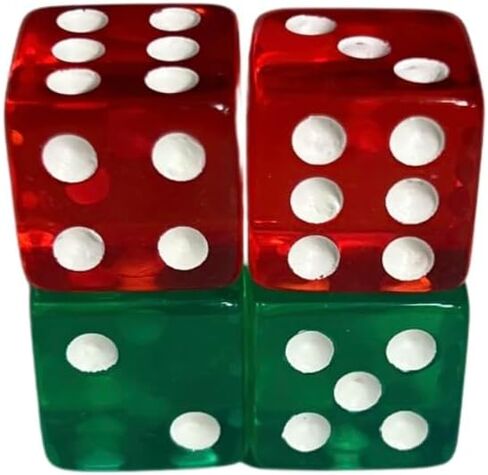 Translucent Dice 2 Pairs Clear Dice Standard Size (2 Red 2 Green) in Saudi Arabia