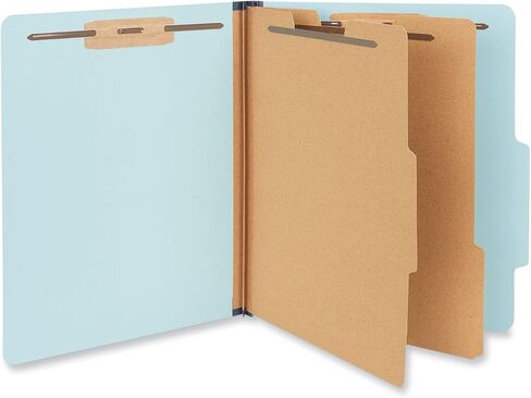 Universal Six-Section Pressboard Classification Folders, 2.5" Expansion, 2 Dividers, 6 Fasteners, Letter Size, Light Blue, 20/Box in Saudi Arabia