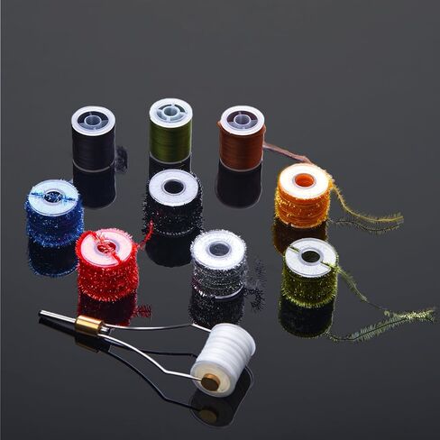 Edwoo Fly Tying Materials kit, 87pcs Starter kit, Bobbin Winder, Hook,Crystal Flash ice Dubbing Chenille,Fishing Lure Accessories, Manual DIY Bait, Best Gifts for Men, Fathers Day Gift in Saudi Arabia