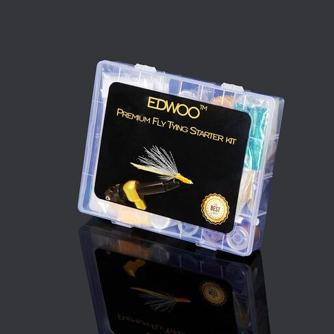 Edwoo Fly Tying Materials kit, 87pcs Starter kit, Bobbin Winder, Hook,Crystal Flash ice Dubbing Chenille,Fishing Lure Accessories, Manual DIY Bait, Best Gifts for Men, Fathers Day Gift in Saudi Arabia