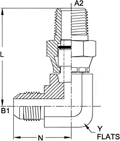 Brennan Industries 5701-06-04-FG Forged Steel 90 Degree Elbow Tube Fitting, 9/16"-18 SAE x 1/4"-18 NPTF Thread, 3/8" Male JIC x 3/8" Male NPTF Swivel in Saudi Arabia