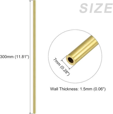 أنبوب نحاسي METALLIXITY (4 مم OD × 1 مم جدار T × 300 مم طول) قطعتان، أنابيب مستقيمة - للتأثيث المنزلي، والآلات، والحرف اليدوية اليدوية in Saudi Arabia