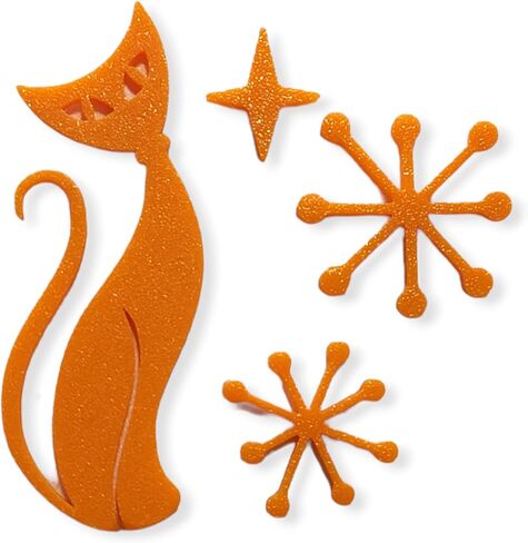 Retro Layers Midcentury Modern Vintage Style Atomic Cat Fridge Magnets Refrigerator Kitchen Décor 1960s Retro 50s Home MCM (Black) in Saudi Arabia