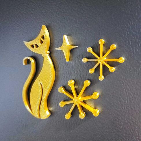 Retro Layers Midcentury Modern Vintage Style Atomic Cat Fridge Magnets Refrigerator Kitchen Décor 1960s Retro 50s Home MCM (Black) in Saudi Arabia