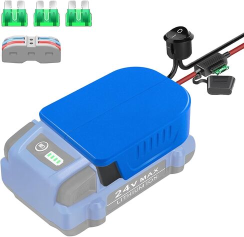 TPDL Power Wheel Adapter for Kobalt, 24V Battery Adapter Conversion Kit with 14 Gauge Wire, 30Amp Fuse, Wire terminals, On/Off Button, DIY Adapter Work for DIY, Robotics Toys and Work Lights, Blue in Saudi Arabia